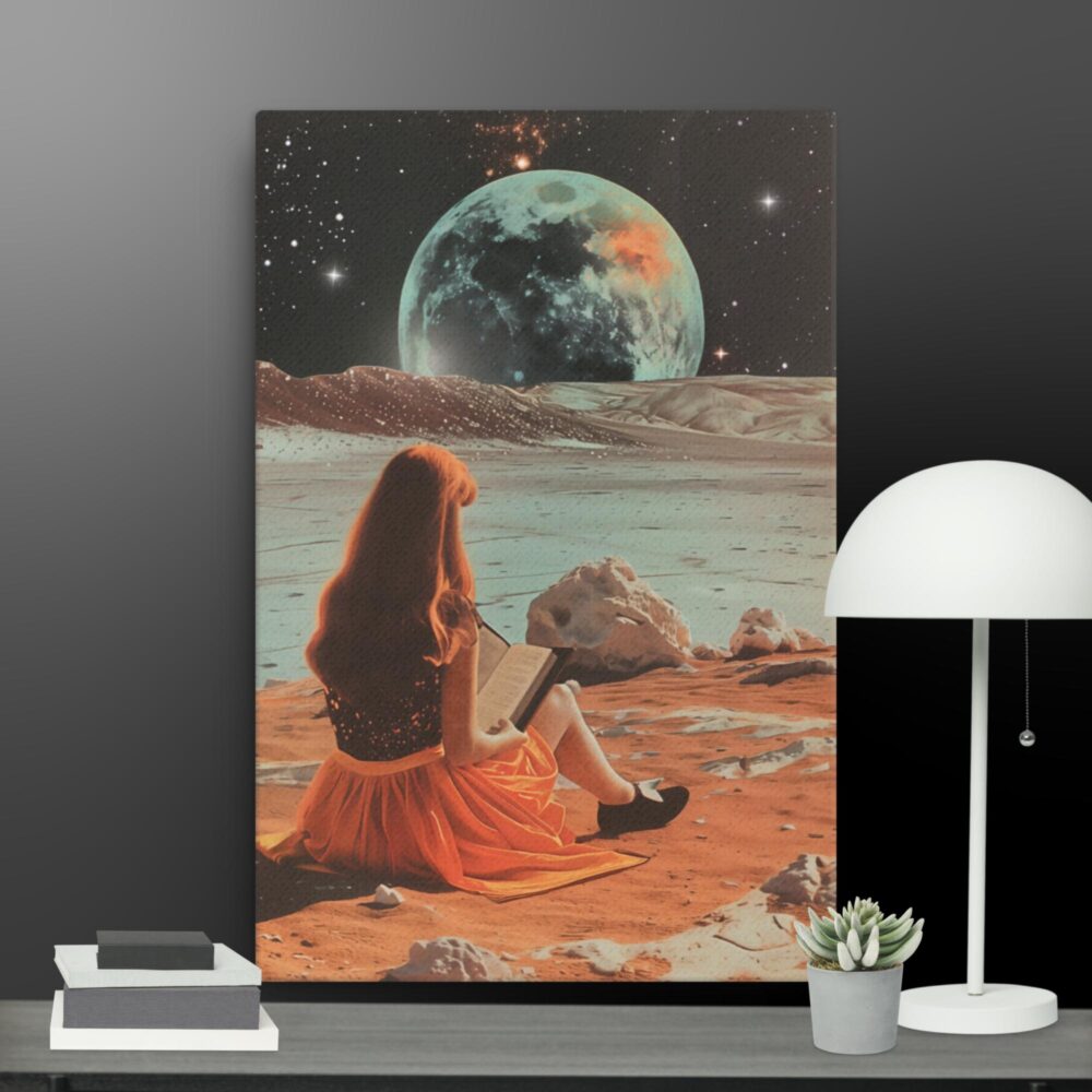Girl reads in space canvas - Image 11