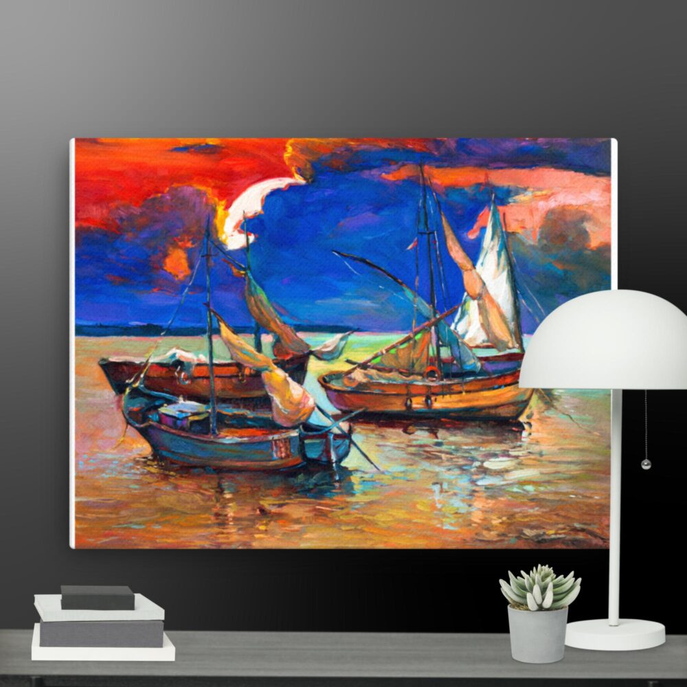 Boat scene canvas - Image 12