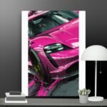 Pink car scene canvas
