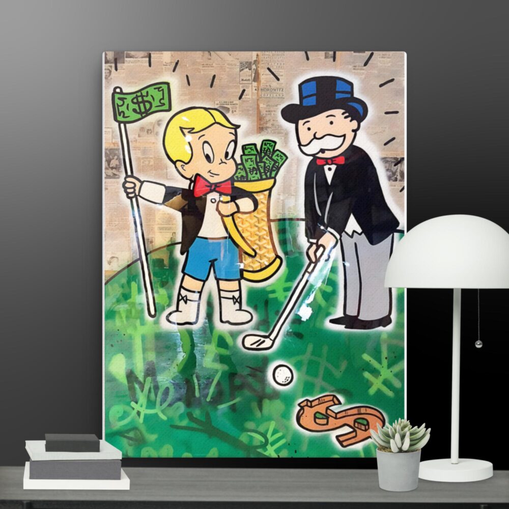Monopoly man plays golf canvas - Image 10