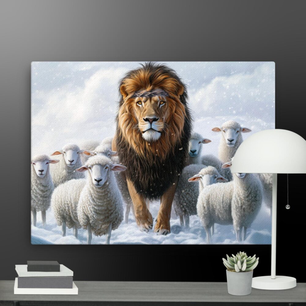 Lion with sheep canvas - Image 12