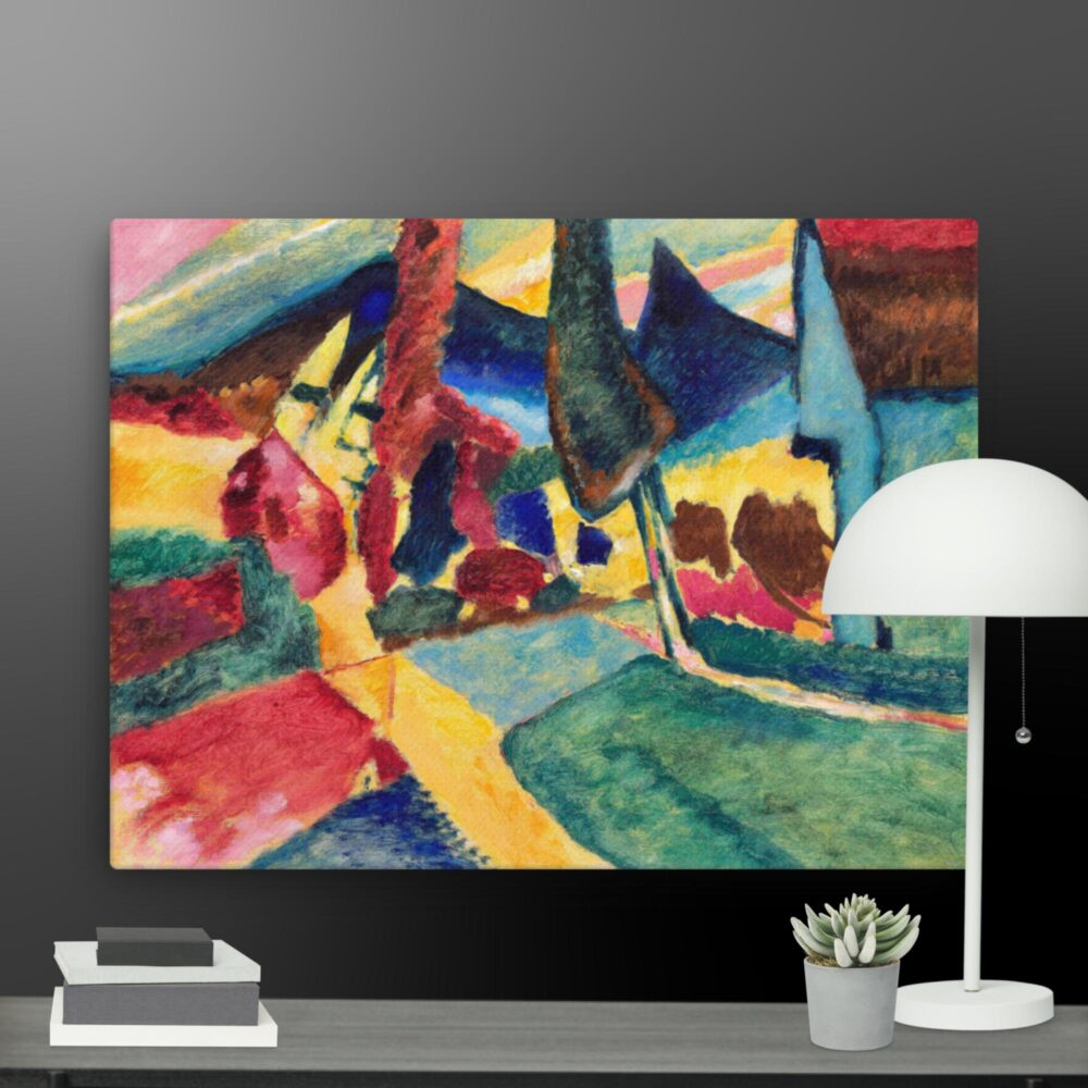 Landscape with two poplars canvas - Image 12