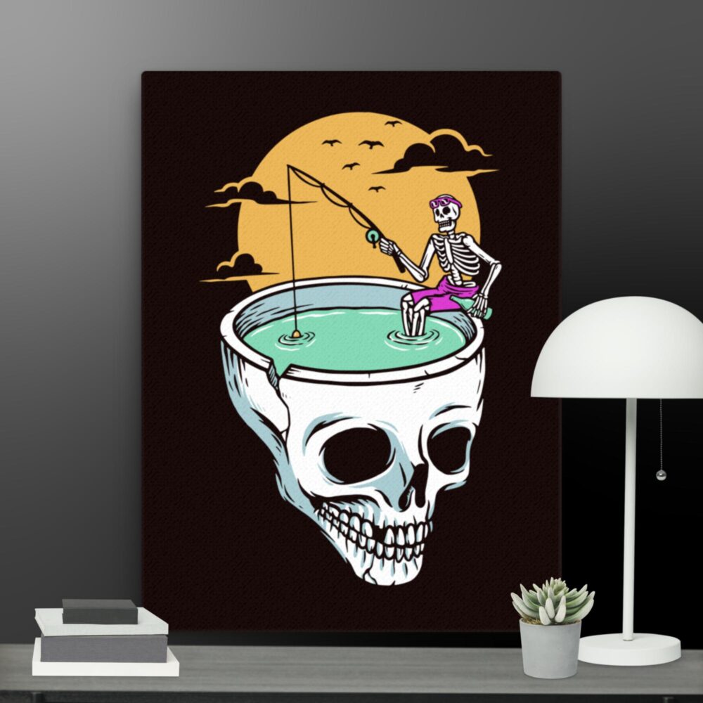 Skeleton going fishing canvas - Image 10