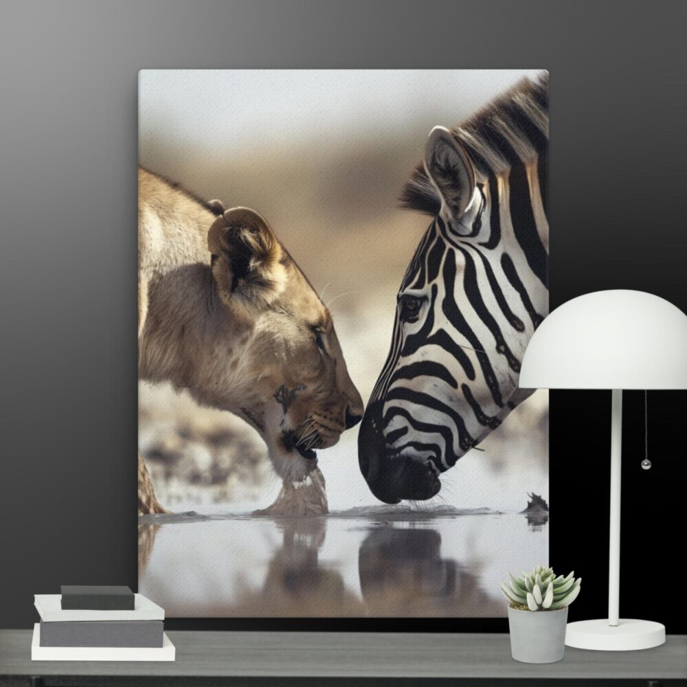 Zebra vs Lioness canvas - Image 12