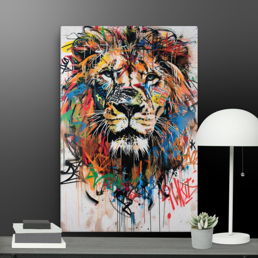 Large Lion Pop Art Canvas - Image 3