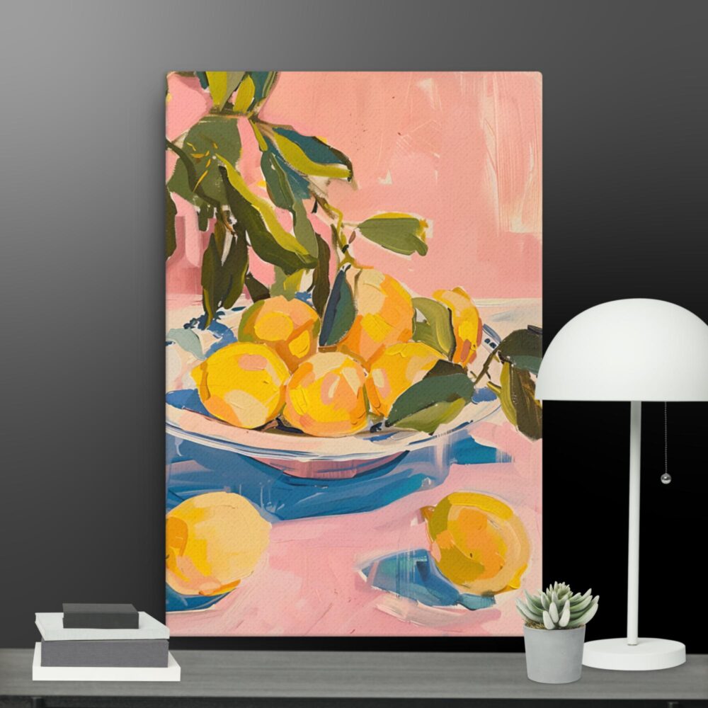 Lemons in a bowl canvas - Image 4