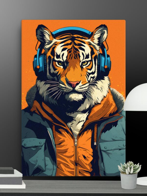 Tiger with Headphones canvas - 24×36