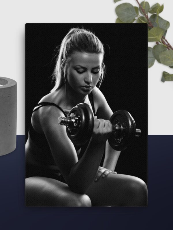 Girl lifting weights canvas - 24×36