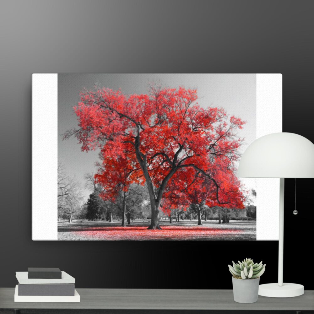 Red tree scene canvas - Image 6