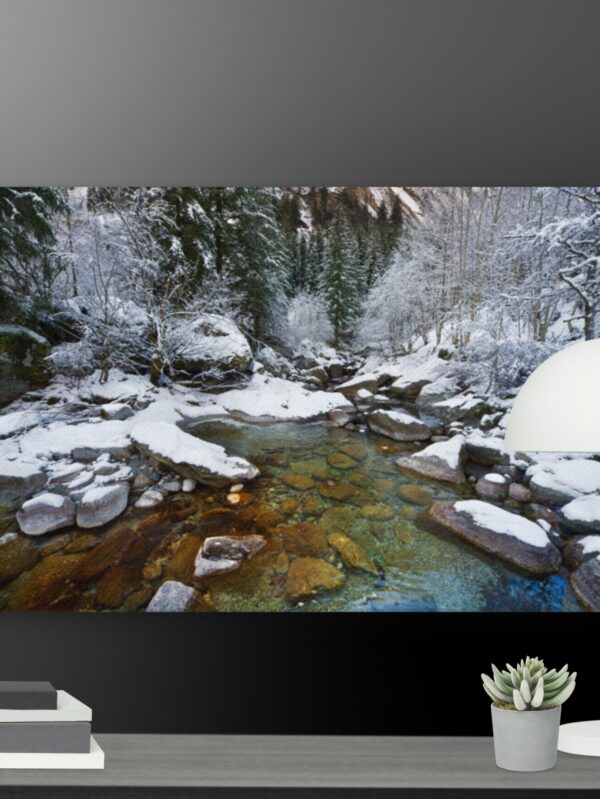 River with snow scene canvas - 24×36