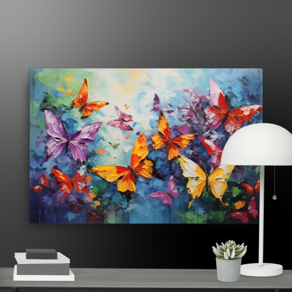 Bright colourful butterflies scene canvas - Image 6