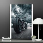Motorbike dark cloud scene canvas