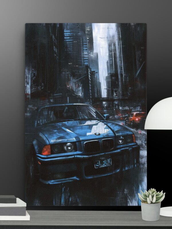 Blue BMW Scene canvas - 24×36