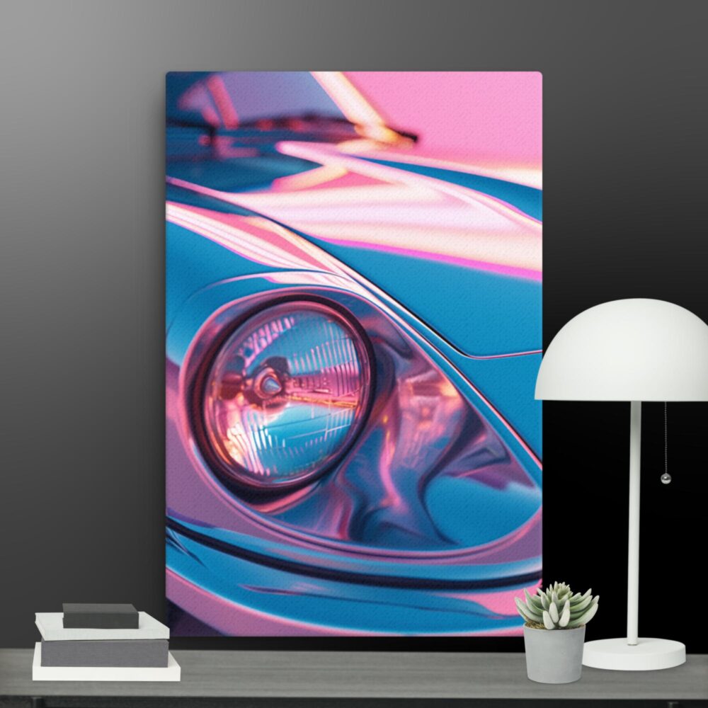 Pink car scene canvas - Image 6