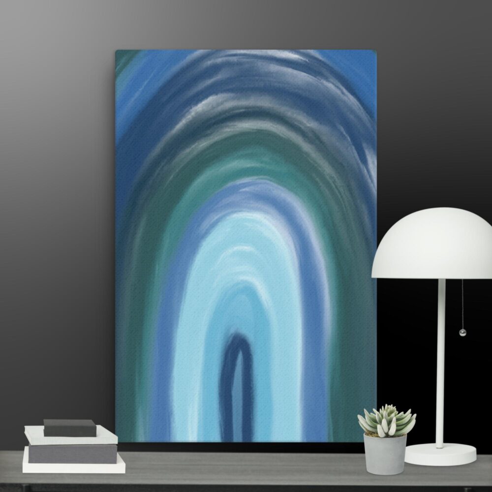Contemporary shades of blue canvas - Image 6