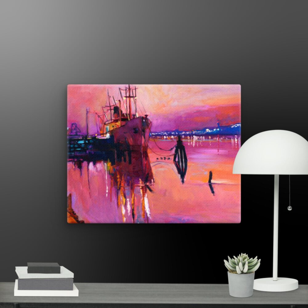 Colourful ship scene canvas - Image 7
