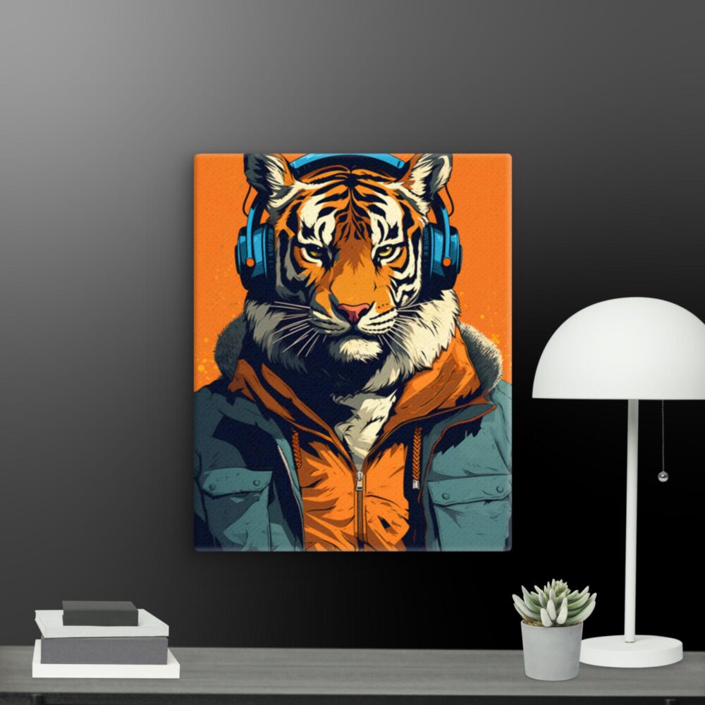 Tiger with Headphones canvas - Image 3