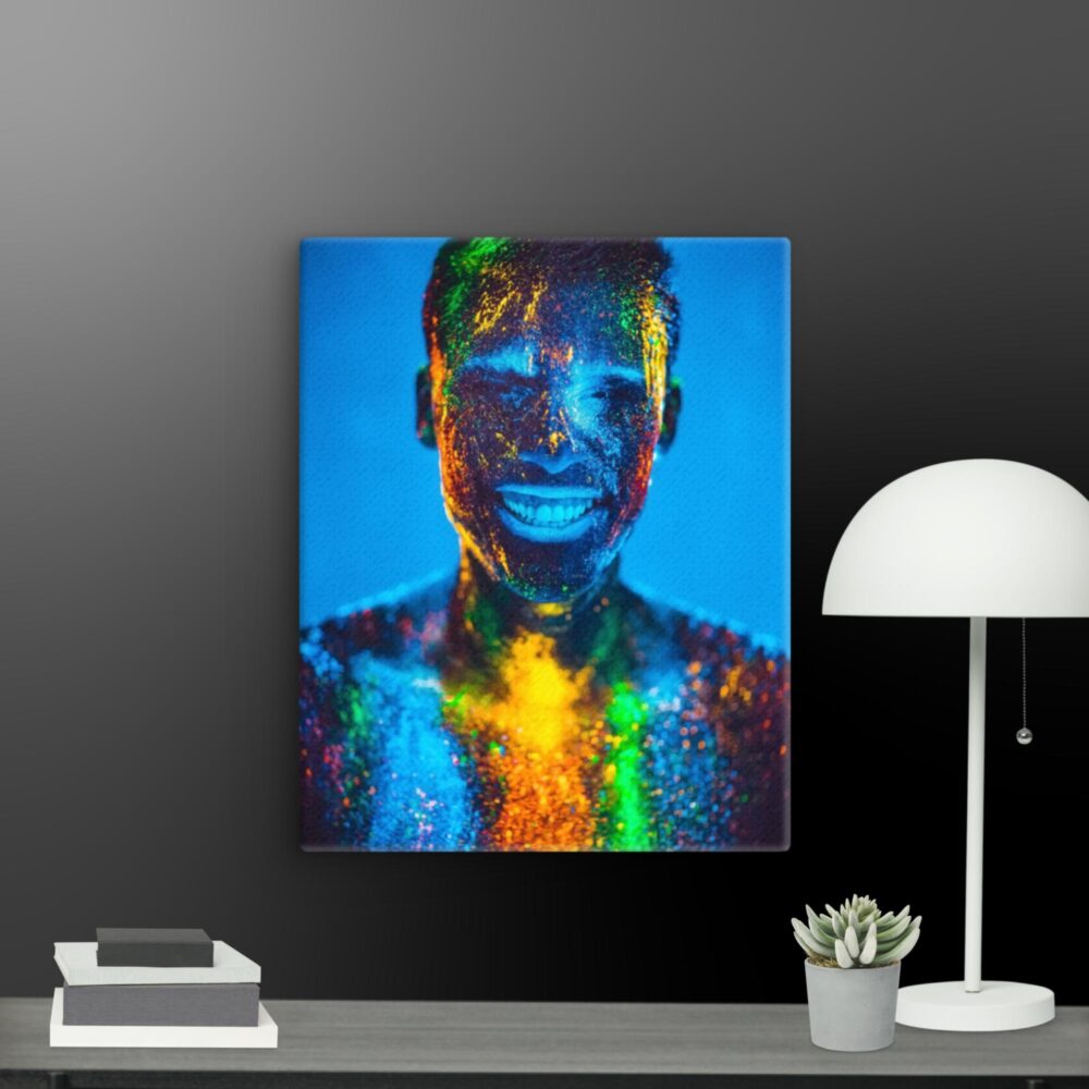 Illuminated smiling man canvas - Image 4