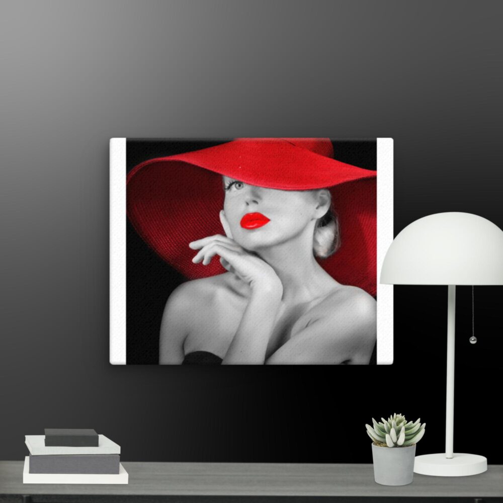 Woman with red hat canvas - Image 7