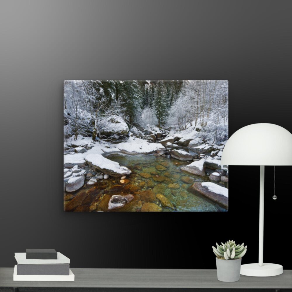 River with snow scene canvas - Image 7