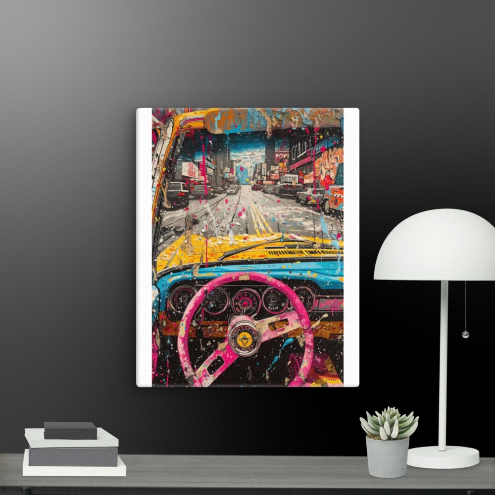 Pink car scene canvas - Image 2