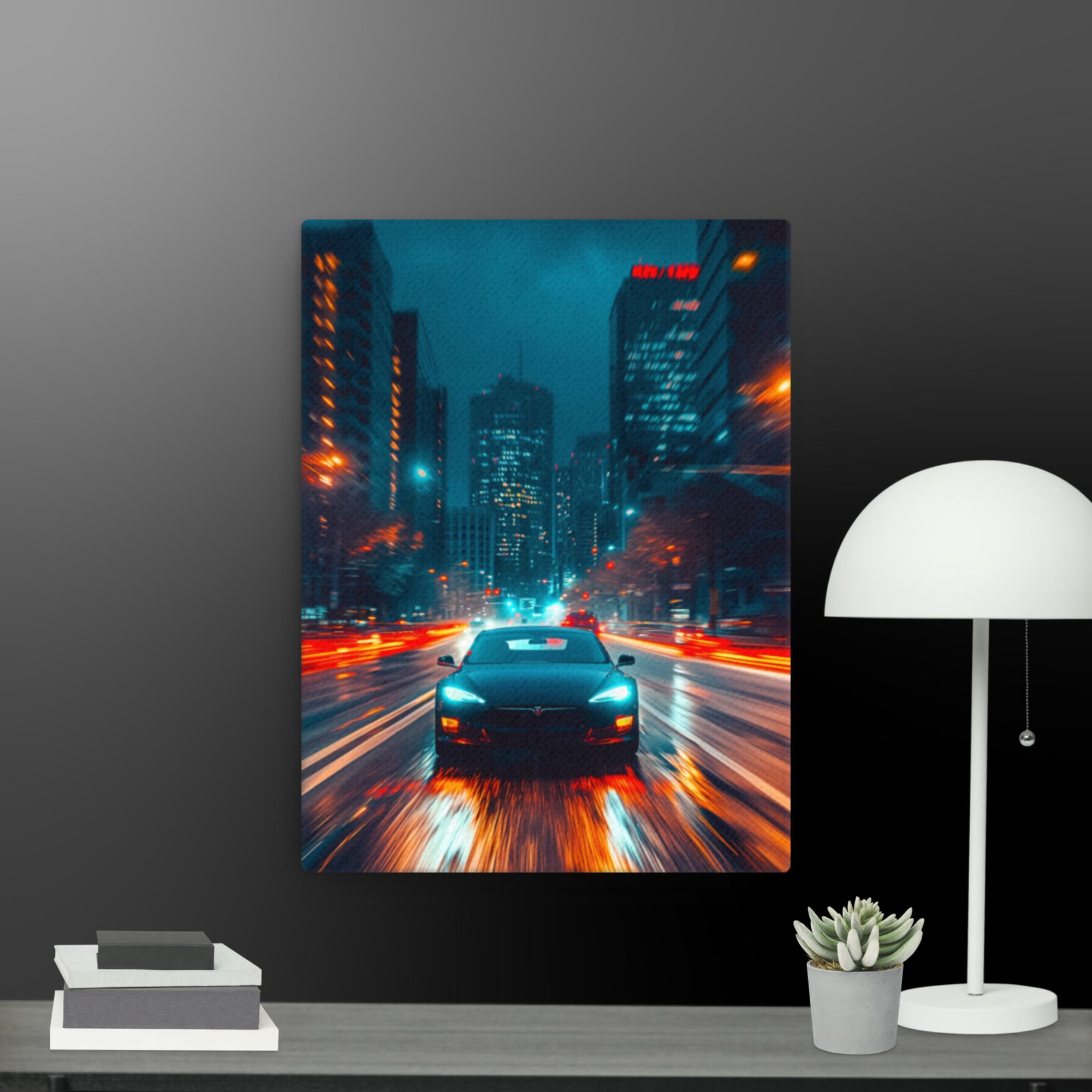 Speeding car canvas