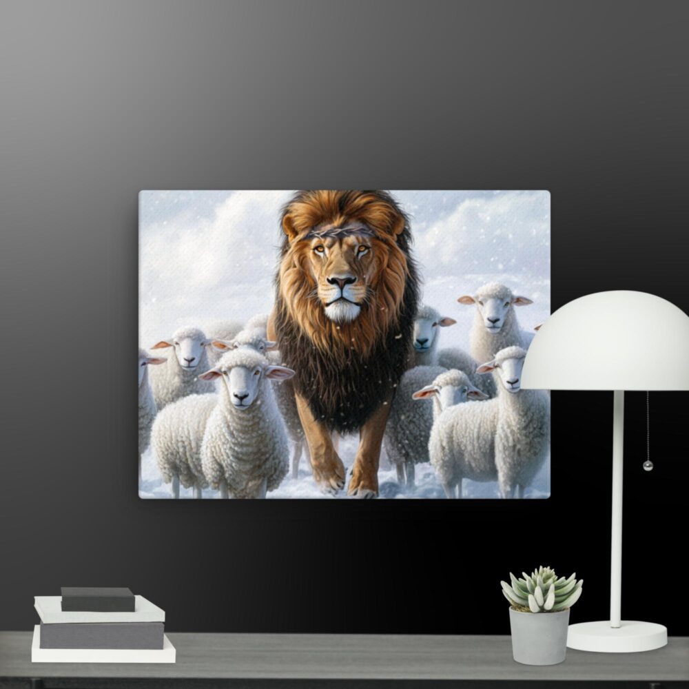 Lion with sheep canvas - Image 8