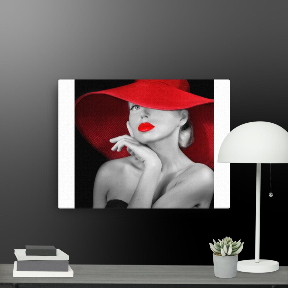 Woman with red hat canvas - Image 8
