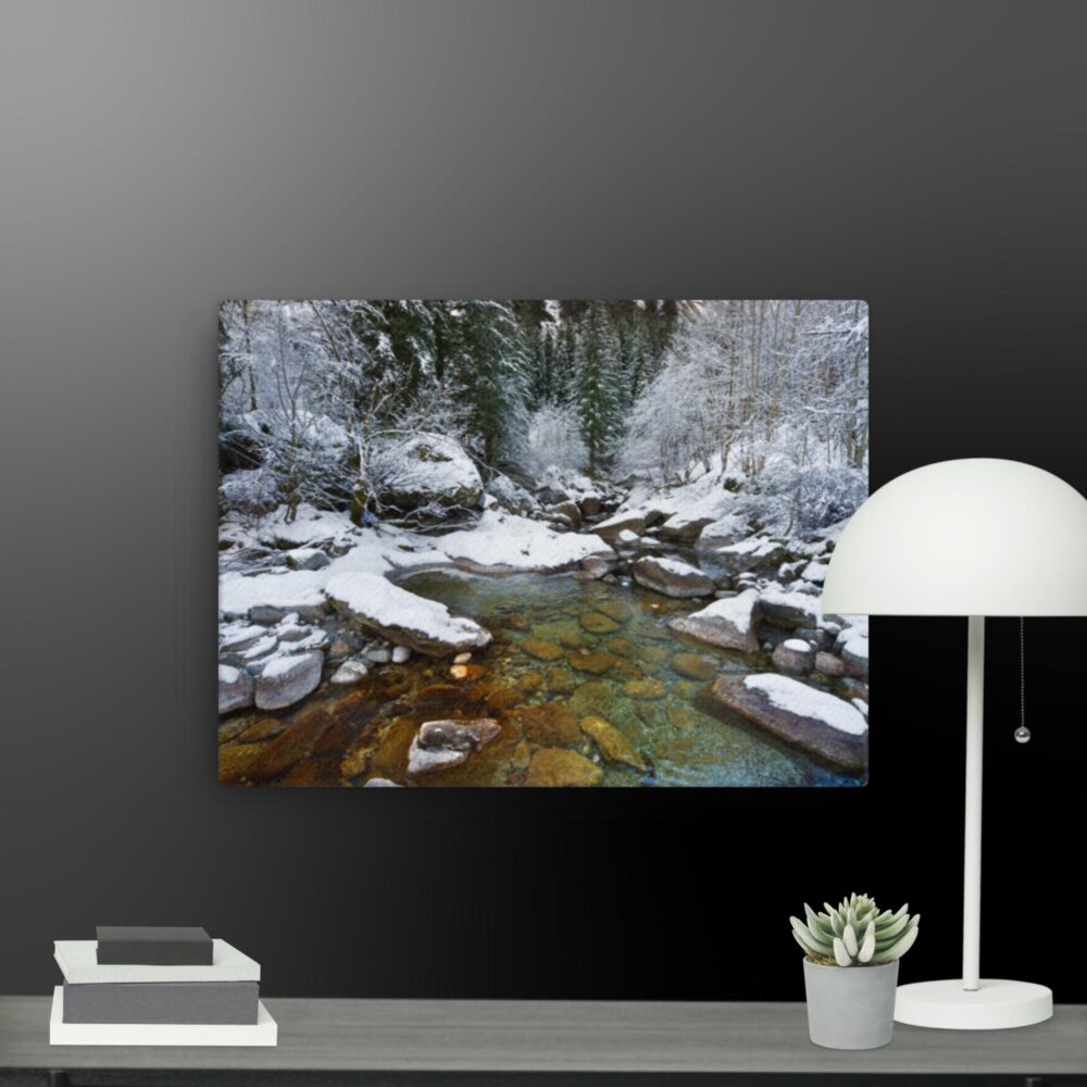 River with snow scene canvas - Image 8
