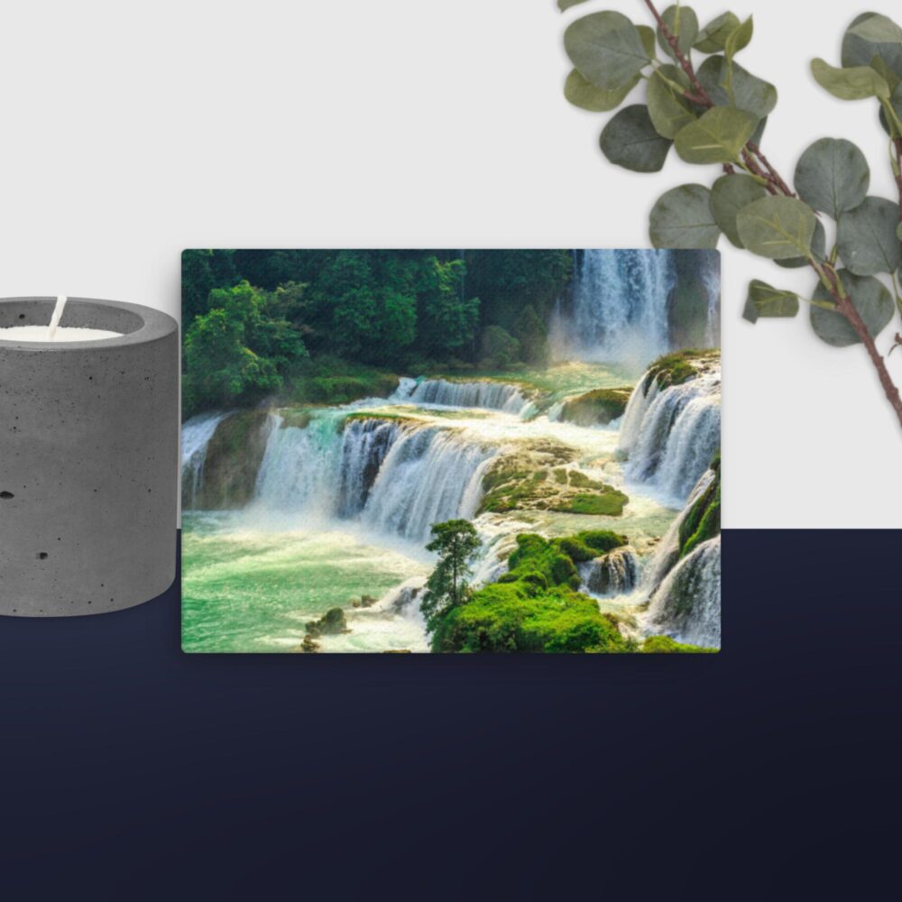 Green waterfall scene canvas - Image 8