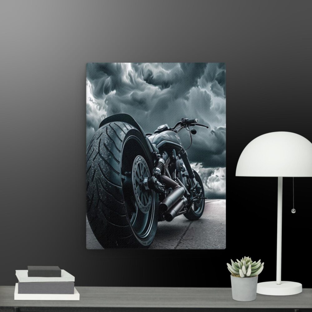 Motorbike dark cloud scene canvas - Image 2